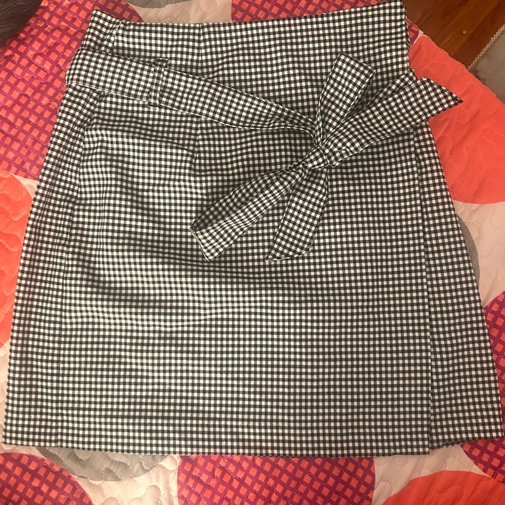 Vero Moda Black & White Gingham Wrap Tie Mini Skirt
